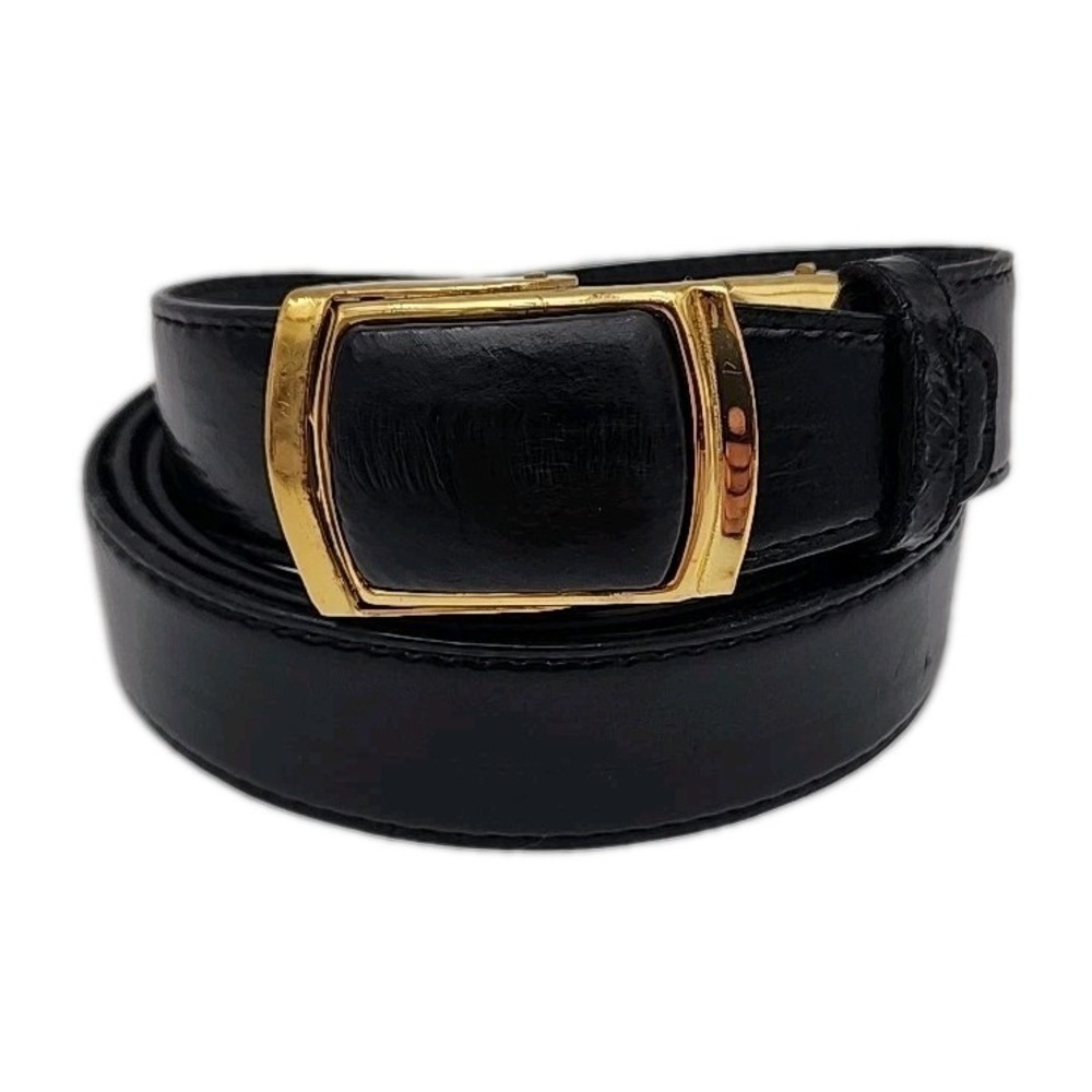Norm Thompson Genuine Eel Skin Belt Black, Solid Brass Buckle 42" Made In Korea